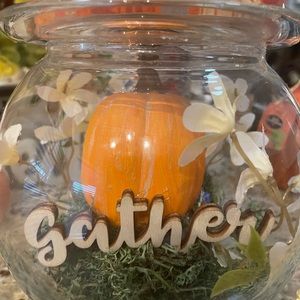 Pumpkin Glass 3 Wick Candle Holder